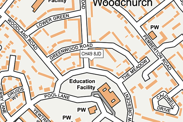 CH49 8JD map - OS OpenMap – Local (Ordnance Survey)