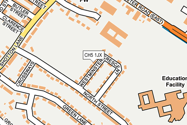 CH5 1JX map - OS OpenMap – Local (Ordnance Survey)