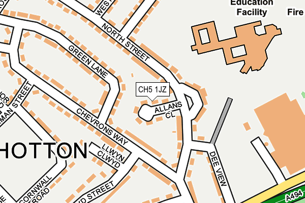 CH5 1JZ map - OS OpenMap – Local (Ordnance Survey)