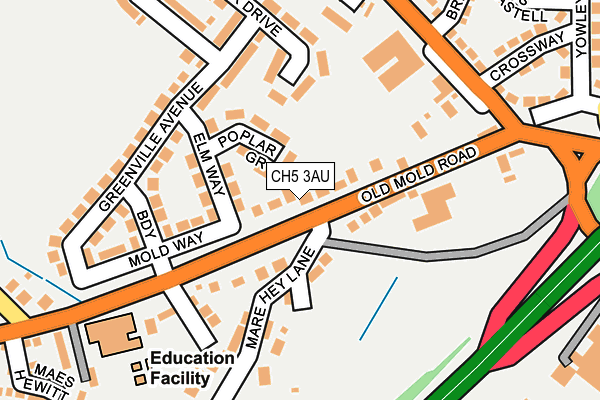 CH5 3AU map - OS OpenMap – Local (Ordnance Survey)