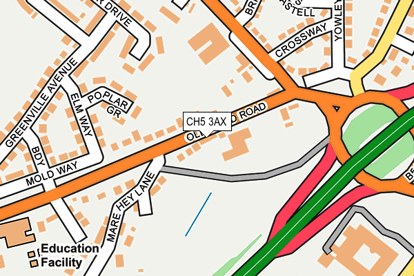 CH5 3AX map - OS OpenMap – Local (Ordnance Survey)