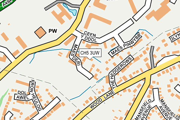 CH5 3UW map - OS OpenMap – Local (Ordnance Survey)