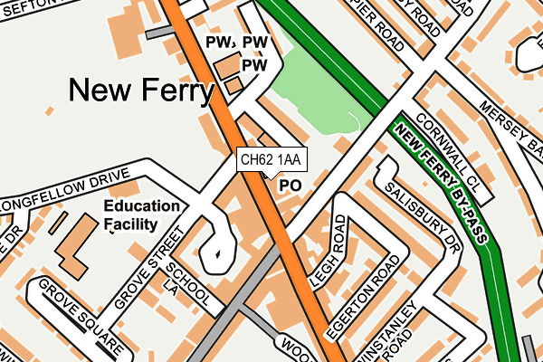 CH62 1AA map - OS OpenMap – Local (Ordnance Survey)