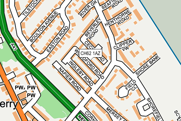 CH62 1AZ map - OS OpenMap – Local (Ordnance Survey)