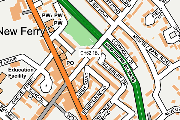 CH62 1BJ map - OS OpenMap – Local (Ordnance Survey)