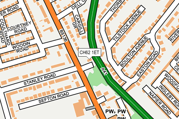 CH62 1ET map - OS OpenMap – Local (Ordnance Survey)