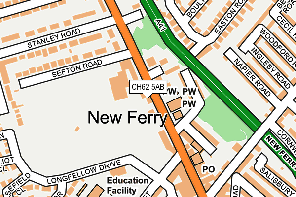 CH62 5AB map - OS OpenMap – Local (Ordnance Survey)