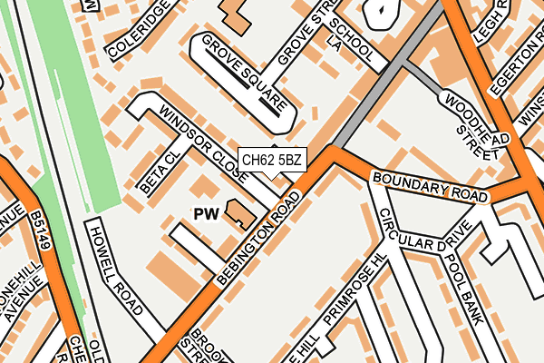 CH62 5BZ map - OS OpenMap – Local (Ordnance Survey)