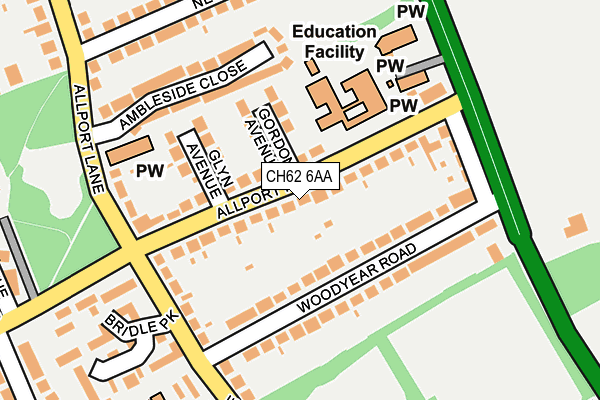 CH62 6AA map - OS OpenMap – Local (Ordnance Survey)