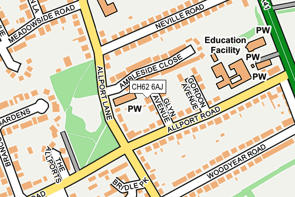 CH62 6AJ map - OS OpenMap – Local (Ordnance Survey)