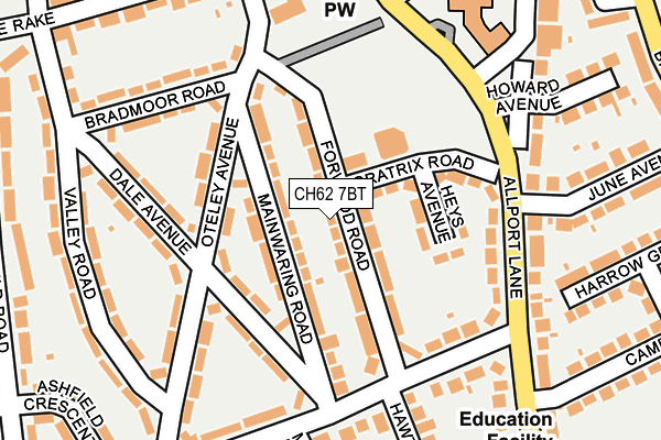 CH62 7BT map - OS OpenMap – Local (Ordnance Survey)