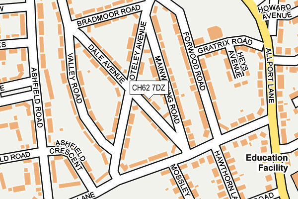 CH62 7DZ map - OS OpenMap – Local (Ordnance Survey)