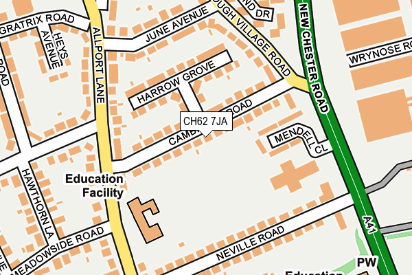 CH62 7JA map - OS OpenMap – Local (Ordnance Survey)