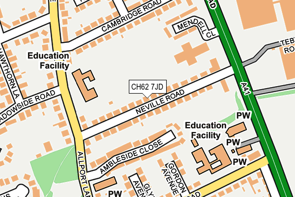 CH62 7JD map - OS OpenMap – Local (Ordnance Survey)