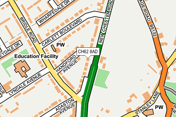 CH62 8AD map - OS OpenMap – Local (Ordnance Survey)