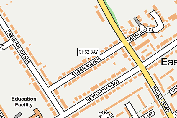 CH62 8AY map - OS OpenMap – Local (Ordnance Survey)