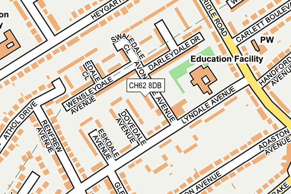 CH62 8DB map - OS OpenMap – Local (Ordnance Survey)