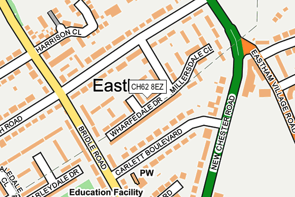 CH62 8EZ map - OS OpenMap – Local (Ordnance Survey)