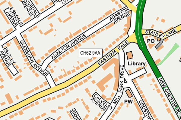 CH62 9AA map - OS OpenMap – Local (Ordnance Survey)