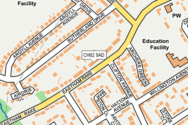 CH62 9AD map - OS OpenMap – Local (Ordnance Survey)