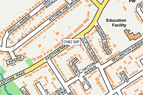 CH62 9AP map - OS OpenMap – Local (Ordnance Survey)