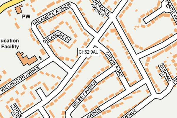 CH62 9AU map - OS OpenMap – Local (Ordnance Survey)