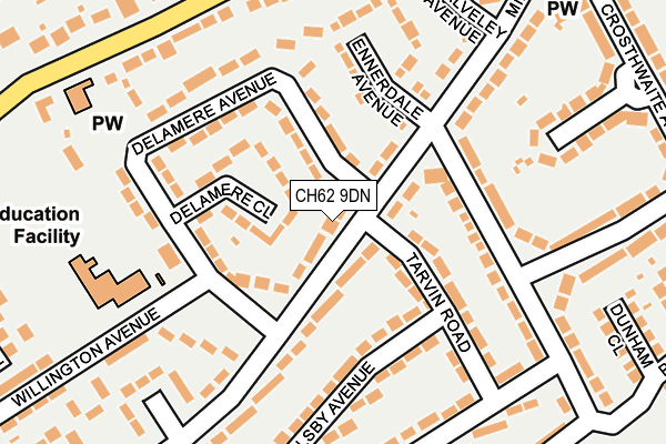 CH62 9DN map - OS OpenMap – Local (Ordnance Survey)
