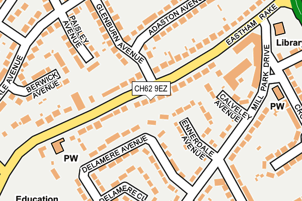 CH62 9EZ map - OS OpenMap – Local (Ordnance Survey)