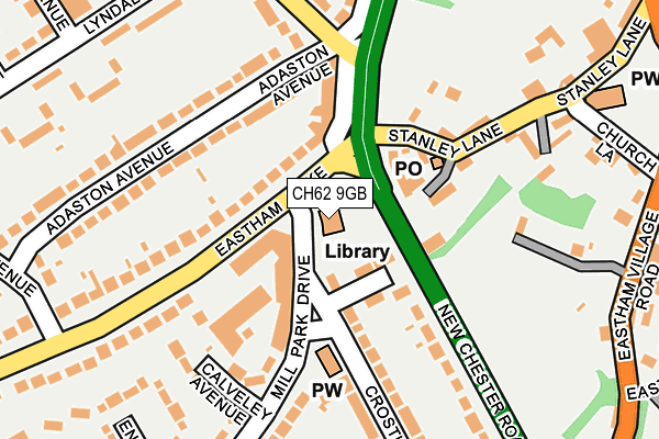 CH62 9GB map - OS OpenMap – Local (Ordnance Survey)