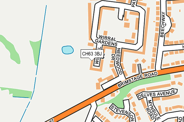 CH63 3BJ map - OS OpenMap – Local (Ordnance Survey)