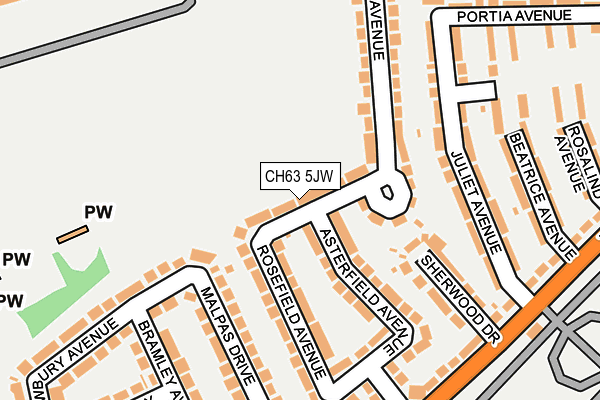 CH63 5JW map - OS OpenMap – Local (Ordnance Survey)