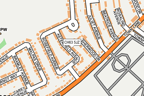 CH63 5JZ map - OS OpenMap – Local (Ordnance Survey)