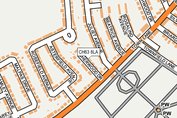 CH63 8LA map - OS OpenMap – Local (Ordnance Survey)