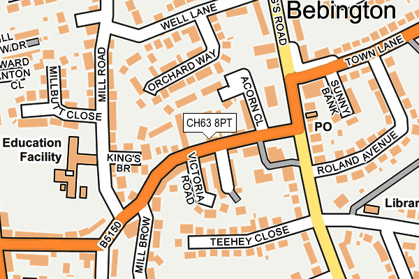 CH63 8PT map - OS OpenMap – Local (Ordnance Survey)