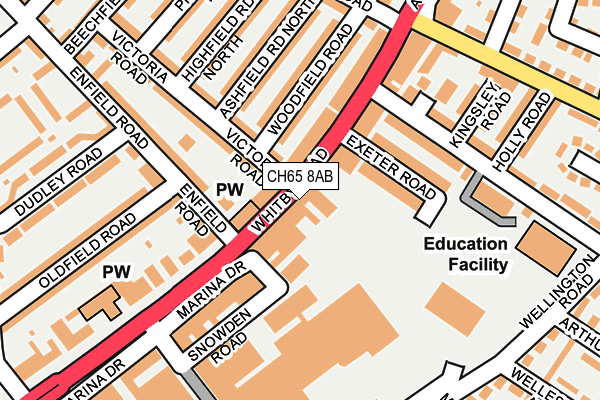 CH65 8AB map - OS OpenMap – Local (Ordnance Survey)