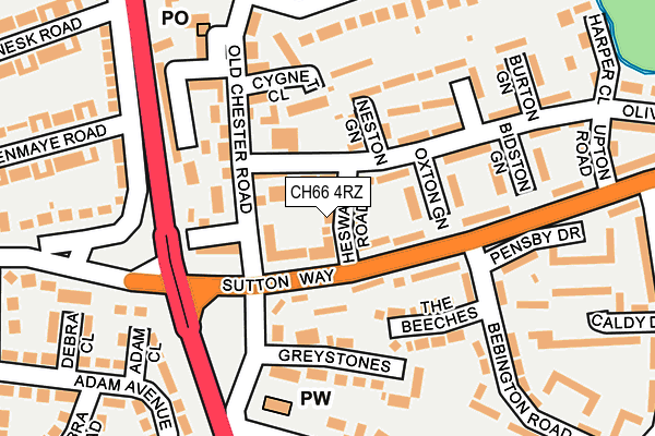 CH66 4RZ map - OS OpenMap – Local (Ordnance Survey)