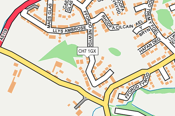 CH7 1GX map - OS OpenMap – Local (Ordnance Survey)