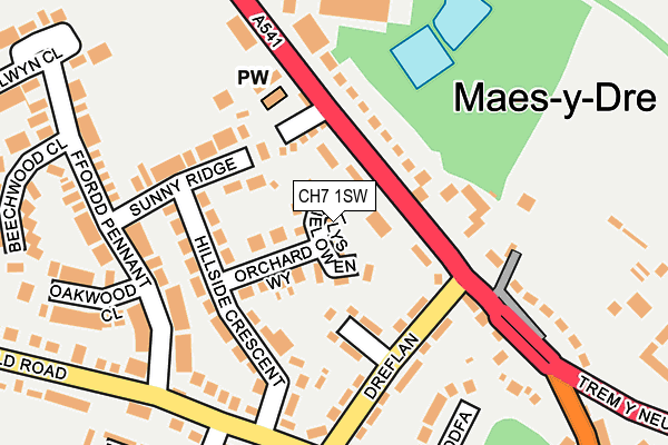 CH7 1SW map - OS OpenMap – Local (Ordnance Survey)