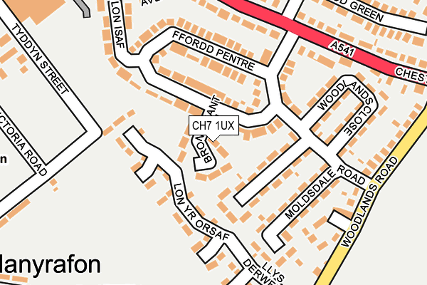 CH7 1UX map - OS OpenMap – Local (Ordnance Survey)