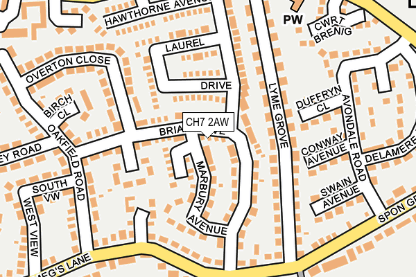 CH7 2AW map - OS OpenMap – Local (Ordnance Survey)