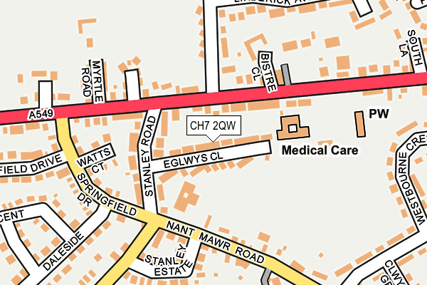 CH7 2QW map - OS OpenMap – Local (Ordnance Survey)