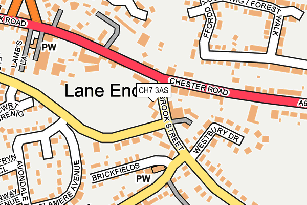 CH7 3AS map - OS OpenMap – Local (Ordnance Survey)