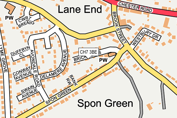 CH7 3BE map - OS OpenMap – Local (Ordnance Survey)