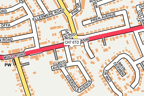 CH7 6TD map - OS OpenMap – Local (Ordnance Survey)