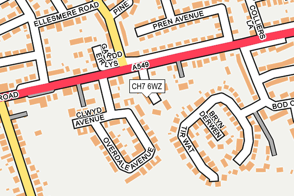 CH7 6WZ map - OS OpenMap – Local (Ordnance Survey)