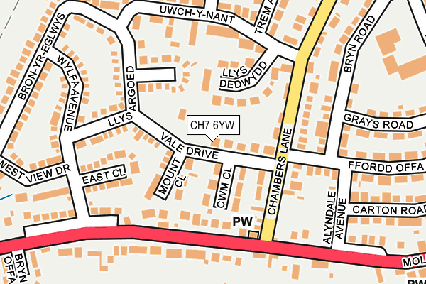 CH7 6YW map - OS OpenMap – Local (Ordnance Survey)