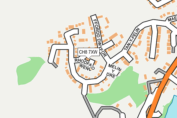 CH8 7XW map - OS OpenMap – Local (Ordnance Survey)