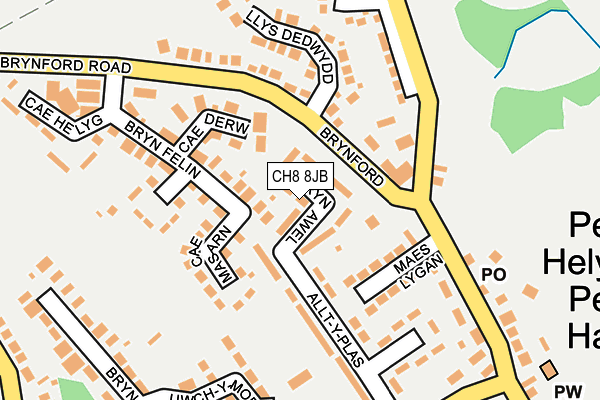 CH8 8JB map - OS OpenMap – Local (Ordnance Survey)