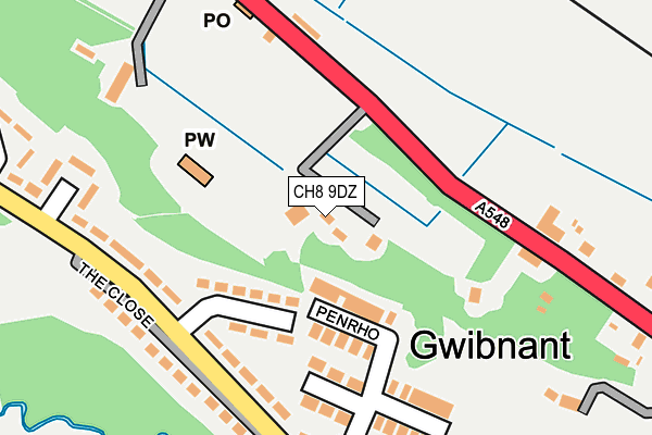 CH8 9DZ map - OS OpenMap – Local (Ordnance Survey)