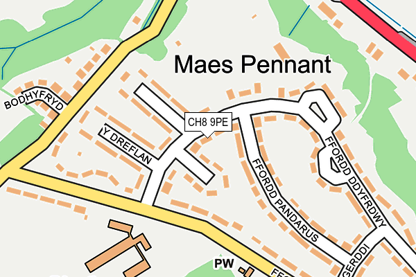 CH8 9PE map - OS OpenMap – Local (Ordnance Survey)